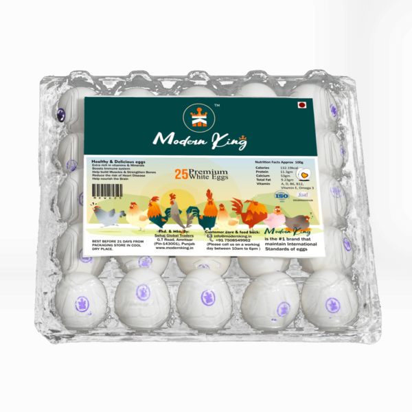 25 Pcs White Eggs- Modern King: Farm-Fresh, Nutrient-Rich Selection